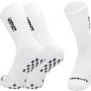 WE FOOT Dual Grip Crew Sports Socks Anti-Slip Socks for Men Women Soccer Football Futsal Basketball Tennis (10-12, White)