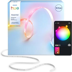 Hue Essential 5-Meter LED Strip Light, RGBIC, Vibrant Color and Ambiance, Flexible Indoor Lighting, Easy Installation, App and Voice Control, Compatible with Alexa, Google Assistant, and Apple Home