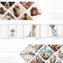 JSB 192-inch Extra Wide 30-inch Tall Dog gate with Door Walk Through,Full Matel Freestanding Round Tube Pet Gate for Halls Stairs, Puppy Safety Dog Fence with 4PCS Support Feet (White)