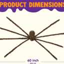 JOYIN 3 Pcs Halloween Spiders Outdoor Decoration, Halloween Decor Outside, 5 Ft Large Hairy Giant Multi Color Spider Set for Yard Lawn Porch Decor Indoor Haunted House Scary Prop (Black, Brown, Gray)