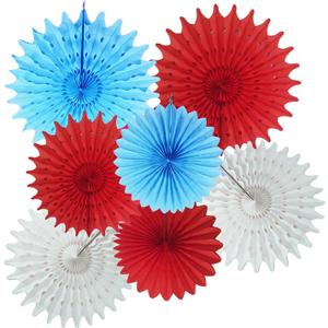 Dr Cat in The Hat Birthday Decorations Thing 1 and Thing 2 Decorations/Cat in The Hat Baby Shower Decorations/Turquoise Red Tissue Paper Fans Baseball Party Decorations/Sports Theme (Variety Pack)