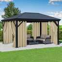 Outdoor Curtains for Patio Waterproof - 8 Panels Privacy Weatherproof Outside Curtains with Grommets for Pergola, Gazebo, Porch, Cabana, Balcony, 54 x 95 Inch, Cream