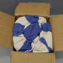 Boho Macrame Hammock with Elegant Tassels for Patio, Yard, Beach Wedding Decor, Outdoor and Indoor Up to 450lbs Include Tie Ropes and Drawstring Bag (Blue and White)