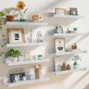 Heimlove 24 inch Picture Ledge Shelf Set of 8,Long Floating Shelves for Wall,White Picture Shelf with Lip for Wall Decor,Living Room Bedroom Bookshelf Photo Frames Nursery Book Shelves for Storage