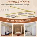 Zonon Gold U Shaped Room Divider Curtain Rod 90.55" x 47.24" Rod with Ceiling Support Curtain Track, Privacy Divider, for Beauty Salon, Fitting Room, Hospital, Hotel (No Curtains)