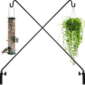 Gray Bunny Extended Bird Feeder Pole, 49 2 Pack, Deck Bird Feeder Hook Wall Mounted, Heavy Duty Hanger, Deck Hook for Plants, Suet Baskets - Rust Proof & Adjustable (Black)