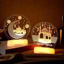 2 Pcs Eid Decor Ramadan Decorations Lights Eid Ramadan Gifts Ramadan Mubarak Table Decor Crescent Moon Lamp for Home Islamic Moon Star LED Night Light Muslims Holiday Crafts Decor(Lovely)