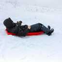 ESP 48" Sno Cruiser Toboggan – Two-Rider Sled – Tough Polyresin, Diamond-Polished Bottom – Red