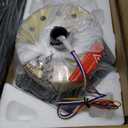 WINGBO 72 Inch DC Ceiling Fan with Lights and 3 Downrods, 5 Reversible Carved Wood Blades, 6-Speed Noiseless DC Motor, Large Ceiling Fan in Brass Finish with White Blades, ETL Listed