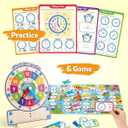 Coogam Wooden Clock Teaching Time Toy, Analog Digital Clock with Fly-Telling Time Board Game, Montessori Time Learning Educational Toy for 3 4 5 Year Old Homeschool Classroom Kids