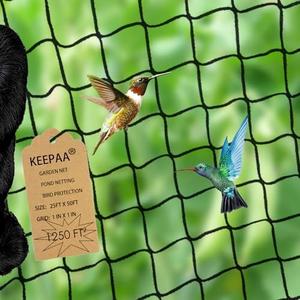 Heavy Duty Bird Poultry Netting - 1” Mesh Breathable UV-Resistant Mesh for Garden Chicken Coop Blueberry Bushes Fruit Trees Easy Install Reusable (25FT*50FT)