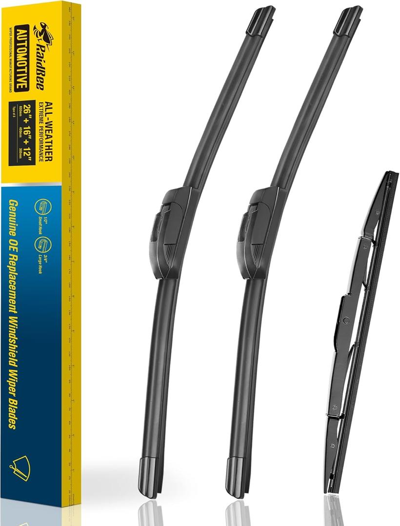 Raidbee 3 Wipers 26"/16"/10" Replacement For TOYOTA RAV4 2018 2017 2016 2015 2014 2013 (Set of 3), 26 Inch+16 Inch Windshield Wiper Blades with 10 Inch Rear Wiper Blade-Original Factory Quality