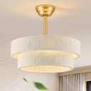 Boho Ceiling Fan with Light, Caged Fandelier Ceiling Fan with Light and Remote Control, Rattan Chandelier Fan for Bedroom, Living Room,Kitchen,Foyer(20 Inch, 6 Speed, Timing Adjustable Height), Small