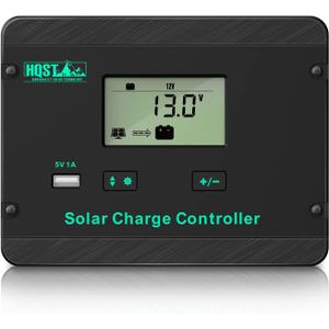 HQST 30A 12V/24V PWM Flush Mount Solar Charge Controller Solar Regulator Negative Ground with Back lit Display for Lithium, Sealed, Gel, Flooded Batteries, Black
