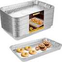 50 Pack Aluminum Pans Half Size 12.7 x 8 inch Disposable Cookie Sheets Baking Cake Pans, Nonstick Baking Sheets Foil Pans Shallow Sheet Pan Baking Tray, 12.7 x 7.9 x 1.2 inch
