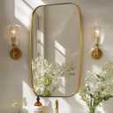 ANDY STAR Brass Bathroom Mirror, 24x32 Brushed Gold Metal Frame Oblong Mirror for Bathroom, Modern Gold Oval Bathroom Mirror for Over Sink, Hangs Horizontal or Vertical