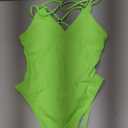 Sexy Swimsuit for Women,Backless Scrunch Butt High Cut Monokini,One Piece Cheeky Bathing Suit Beach Pool Party (2-4, Neon Green)