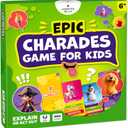 Clever Fox Play Epic Charades Game for Kids Ages 6+  200 Act Out & Explain Cards with Illustrations & Timer  Fun Educational Games for Kids 8-12 for Family, Party, Classroom & Travel (Original)