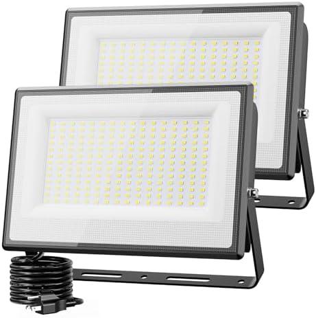 Olafus 1 Pack 200W LED Flood Light Outdoor, 18000LM Super Bright IP66 Waterproof Exterior Security Lights with Plug, 6500K Daylight White Exterior Floodlights for Stadium Yard Barn