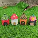 4Pcs Miniature Fairy Garden House, Mini Mushroom Cottage House, Fairy Accessories for Micro Landscape, Garden, Yard, Patio, Outdoor, Decorations, Gifts