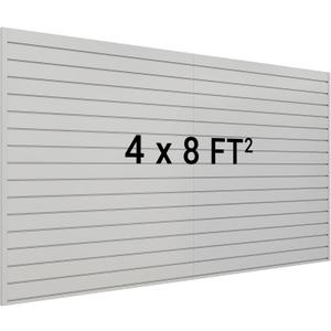 Neoaider Slatwall Panel 8 FT x 4 FT, Interlocking Slat Wall Paneling, Wall Mounted PVC Wallpanel, Suitable for Garage Storage and Organizer, Slatwall Board, Shelves - Grey