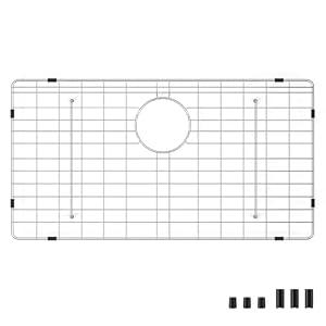 Stainless Steel Sink Grid and Protectors for Bottom of Kitchen Sink, 27.7"W x 14.7"D x 1"H with Rear Drain for Single Sink Kitchen Bowl