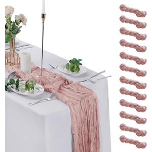 12 Pack Cheesecloth Table Runner 9ft,17 x 108 inch Gauze Table Runner Rustic Romantic Wedding Runner for Wedding Bridal Shower Fall Decoration,Dusty Pink