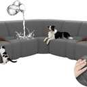 Arfntevss Waterproof Recliner Sectional Couch Covers for Reclining L Shape Sofa Cover Non Slip Washable L Shaped Slipcover Sets for Dog Furniture Protector (5 Seat with 2 Console Cover, Dark Gray)