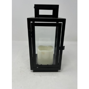 12" Decorative Candle Lantern Light with Outdoor Garden Flameless Candle Black GHA1