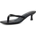 Kitten Flip Flop Thong Low Heels for Women Square Open Toe Slip On Heeled Sandals (9, Black)
