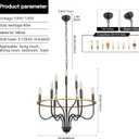 Black Wagon Wheel Chandelier for High Ceilings,Farmhouse Chandelier for Dining Room Height Adjustable,r for Hallway Living Room Foyer,E12 Bulb.