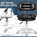 Novabright Pedicure Chair for Nail Tech, 360° Swivel Rolling Stool with with Back Support, Adjustable Height Armless Vanity Chairs Thick Cushion, Drafting Chair for Salon Spa Shop Home Office