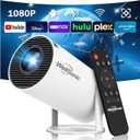 Portable Projector with WiFi and Bluetooth, Mini Projector Support 1080P, 180 Rotatable, Compatible with HDMI/USB/PC for Bedroom, Kids Room, Home Movie Nights