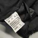 Black Elastic Waistband Denim Shorts Fringed Bottom, Large