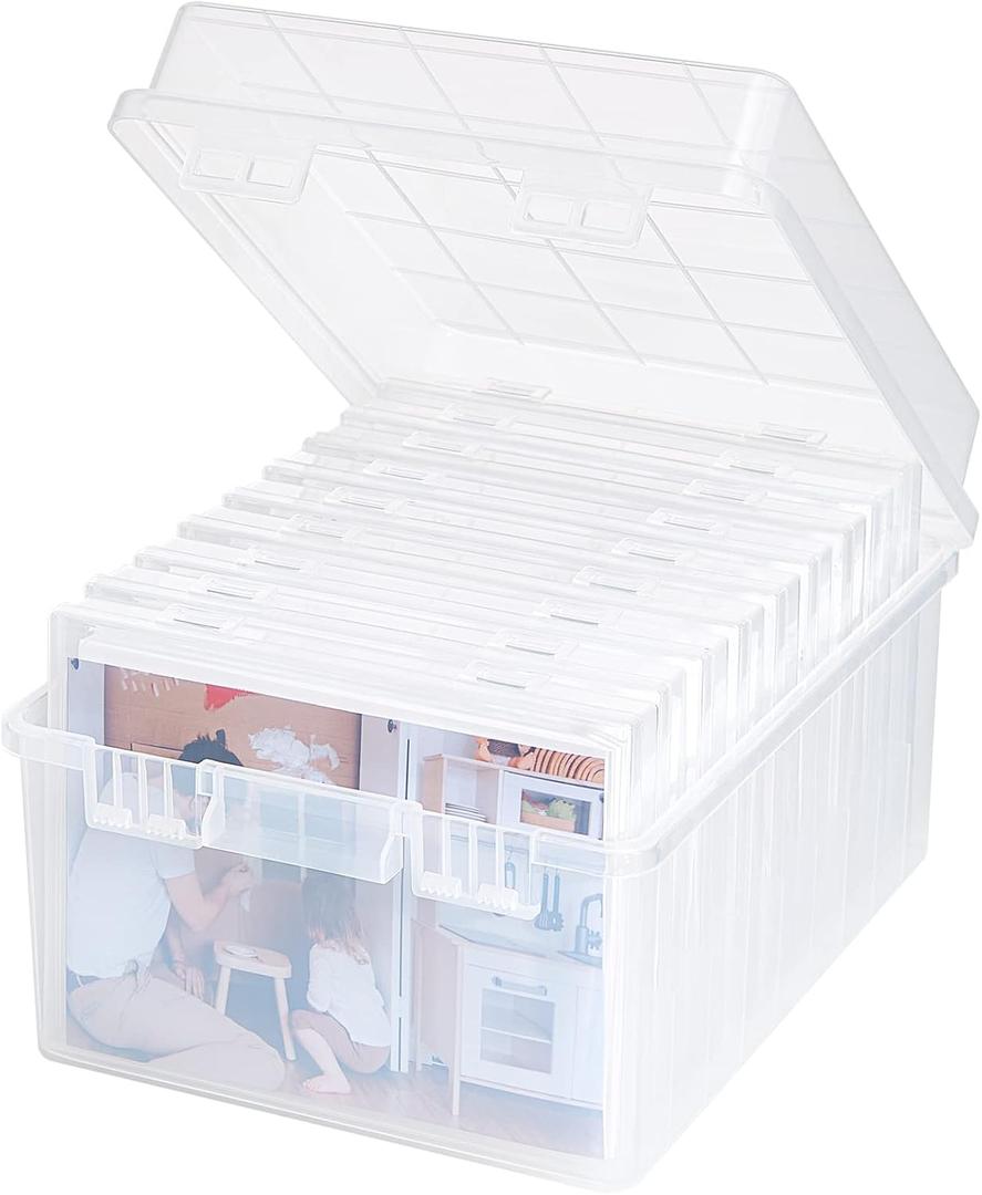 Lifewit Photo Storage Box 5x7 Photo Case, 9 pcs Inner Photo Storage Containers, Clear Photo Boxes, Seed Organizer Craft Storage Box for Cards Pictures Stamps Office Supplies with 1 Sheet Label Sticker