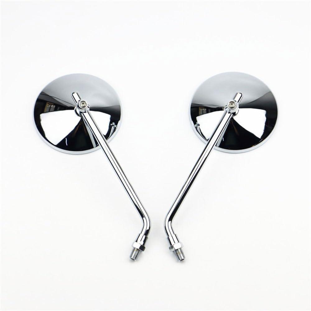 Motorcycle Side Mirror 4'' Convex Mirror Rearview Round Mirrors 10mm for Motorcycle Scooter Electric bike -(Silver)
