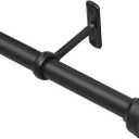 Black Curtain Rods for Windows 28 to 86 Inches, 1 Inch Diameter Telescoping Drapery Rod Set, Decorative with Minimalism Style Finials (28''-86'')