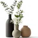 Ceramic Vase Set of 3, Modern Minimalist Farmhouse Style Home Decor Vases, Ideal for Pampas Grass & Dried Flowers, Perfect for Kitchen, Bedroom, Living Room & Dining Table Centerpiece
