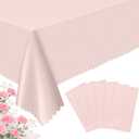 6 Pack Plastic Light Pink Tablecloths, 54 X 108Inch Baby Shower Tablecloth Scalloped Mother's Day Table Cloth for Rectangle Tables Disposable Table Cover for Easter Bridal Shower Tea Party Wedding