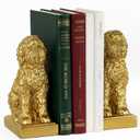 Poodle Decorative Bookends for Shelves, Dog Book Ends for Heavy Books, Toy Poodle Statues Bookends for Heavy Books with Anti-Slip Base Book Holders for Home Office Decor (Gold)