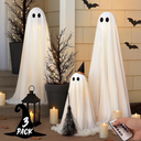 Halloween Decorations - Halloween Decorations Outdoor - Set of 3 Light Up Spooky Ghosts Decoration with 8 Light Modes Timer Remote- Indoor Cute Party Ghost Decor for Yard Porch Lawn Home Front Door