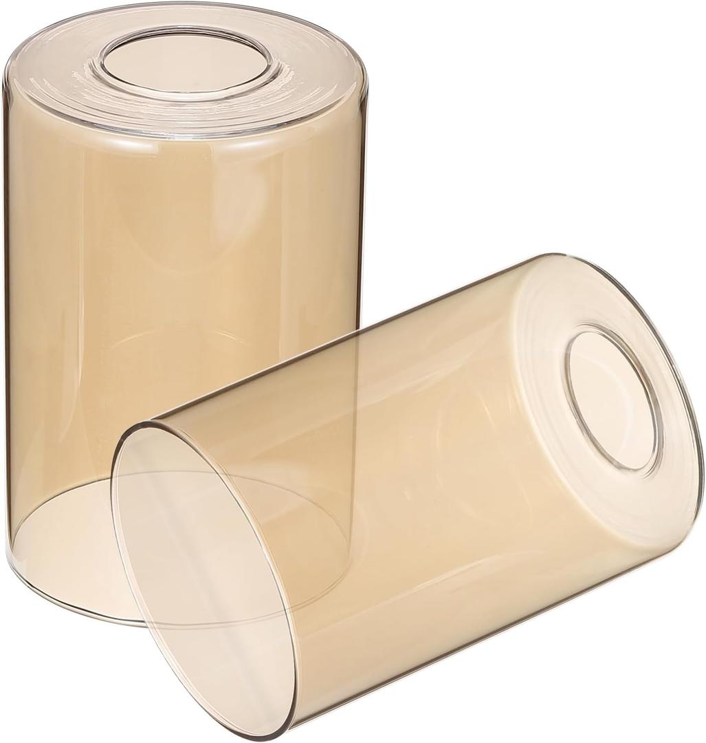 PATIKIL 6 x 4 Inch Clear Amber Glass Shades Replacement, 2pcs Handmade Glass Lamp Shade Cylinder Lampshade Light Fixture with 1-5/8" Fitter for Chandelier Pendant Wall Sconces