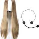 WILLBOND Halloween Rock Star Singer Costume Accessories, Include Fake Singer Microphone Toy Microphone Headset Costume with Long Blonde Wig Straight Synthetic Wig for Masquerade Cosplay Rock Concerts