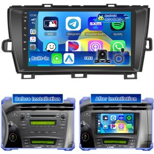 [4+64G] Hikity Android 15 Car Stereo for Toyota Prius 2010-20157 with Wireless Carplay Android Auto, 9'' IPS Touch Screen Radio Bluetooth Mirror Link GPS WiFi SWC AI DSP/FM/RDS/32EQ Backup Cam+Mic