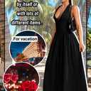 ChiaoLezhee Deep V Neck Dress, Halter Maxi Dresses, Vacation Date Night, Sexy for Women Corset Flowy Wedding Guest Drop Waist (Black). S Size