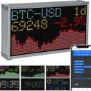 Real-Time Crypto Ticker Bitcoin Stock Ticker Monitor Display Digital Clock Weather, Temperature, Humidity, 64 * 32 Pixel Screen