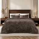 Bedsure Velvet Quilt King, Luxury Brown Comforter, King Quilt Bedding Set
