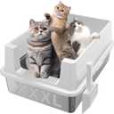 XXXL Stainless Steel Litter Box,Extra Large 28" L x 20" W Metal Litter Box for Big Cats & Multiple Cats with High Sided, Anti-Urine Leakage, Non-Sticky, Easy Cleaning, Include Scoop(White