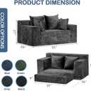 Boneless Loveseat Sleeper Sofa Bed, 3-in-1 Convertible Sofa Bed and Floor Futon Couch (Velvet-Grey, Loveseat (55"))