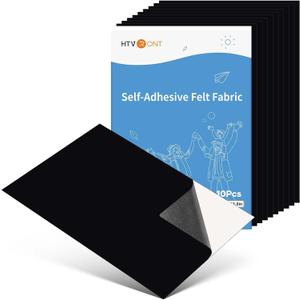 HTVRONT Black Self Adhesive Felt Sheet, 10 Pack Black Felt Sheets with Adhesive Backing, Great Stickiness & Soft Adhesive Felt Sheet for Drawers and Jewelry Box (8.3" x 11.8") HTVRONT Black Self Adhesive Felt Sheet, 10 Pack Black Felt Sheets with Adhesive Backing, Great Stickiness & Soft Adhesive Felt Sheet for Drawers and Jewelry Box (8.3" x 11.8")
